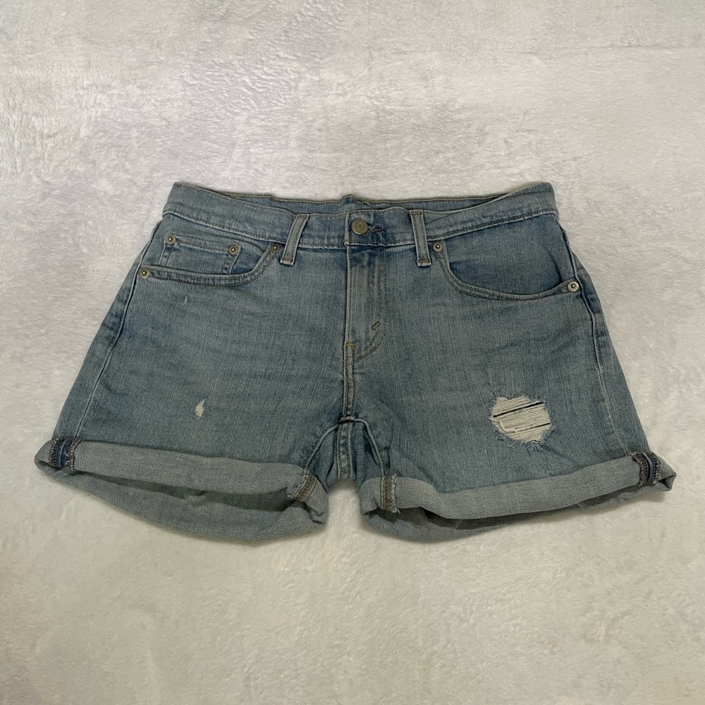 Levi's Light Blue Distressed Denim Jean Shorts
